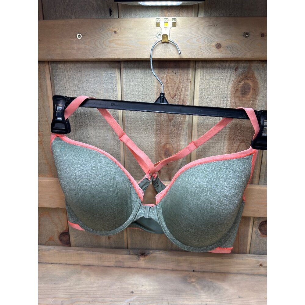 Victorias Secret Racerback Demi Bra 34DD Green & Pink